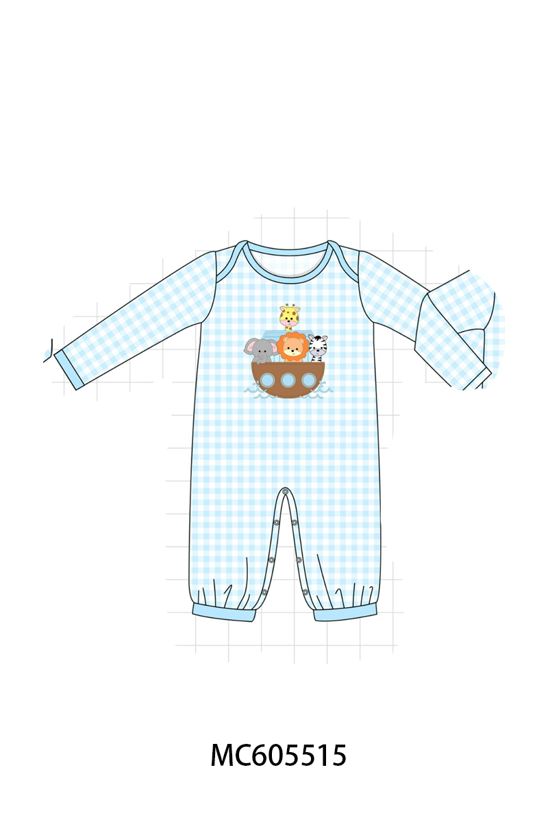 PO93 Pink&blue noah's ark applique gingham collection - ETA mid-November to LC
