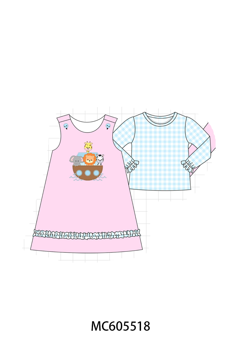 PO93 Pink&blue noah's ark applique gingham collection - ETA mid-November to LC