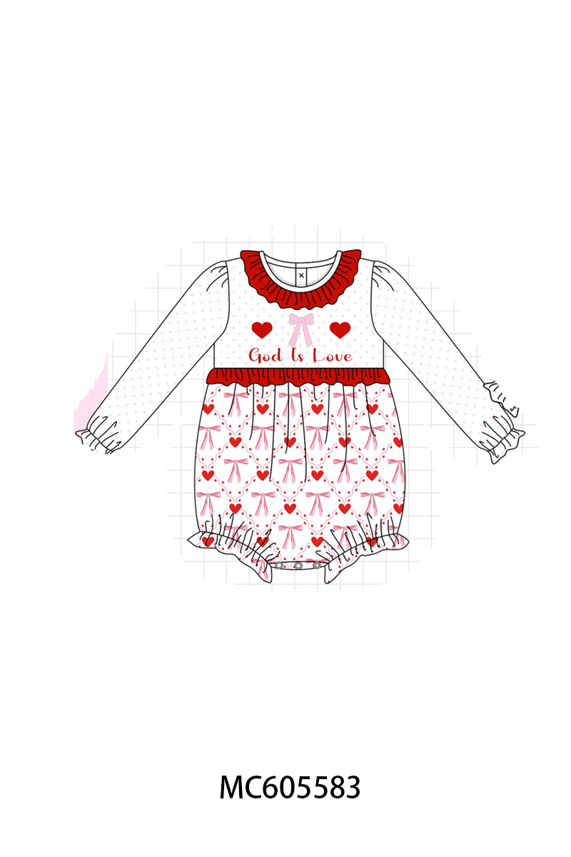 PO95 Red god is love heart embroidery ruffle collection - ETA early December to LC