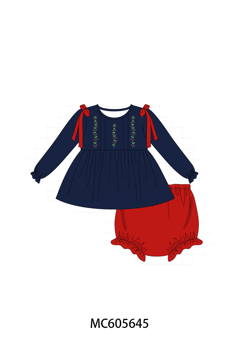PO93 Navy holly embroidery collection - ETA mid-November to LC