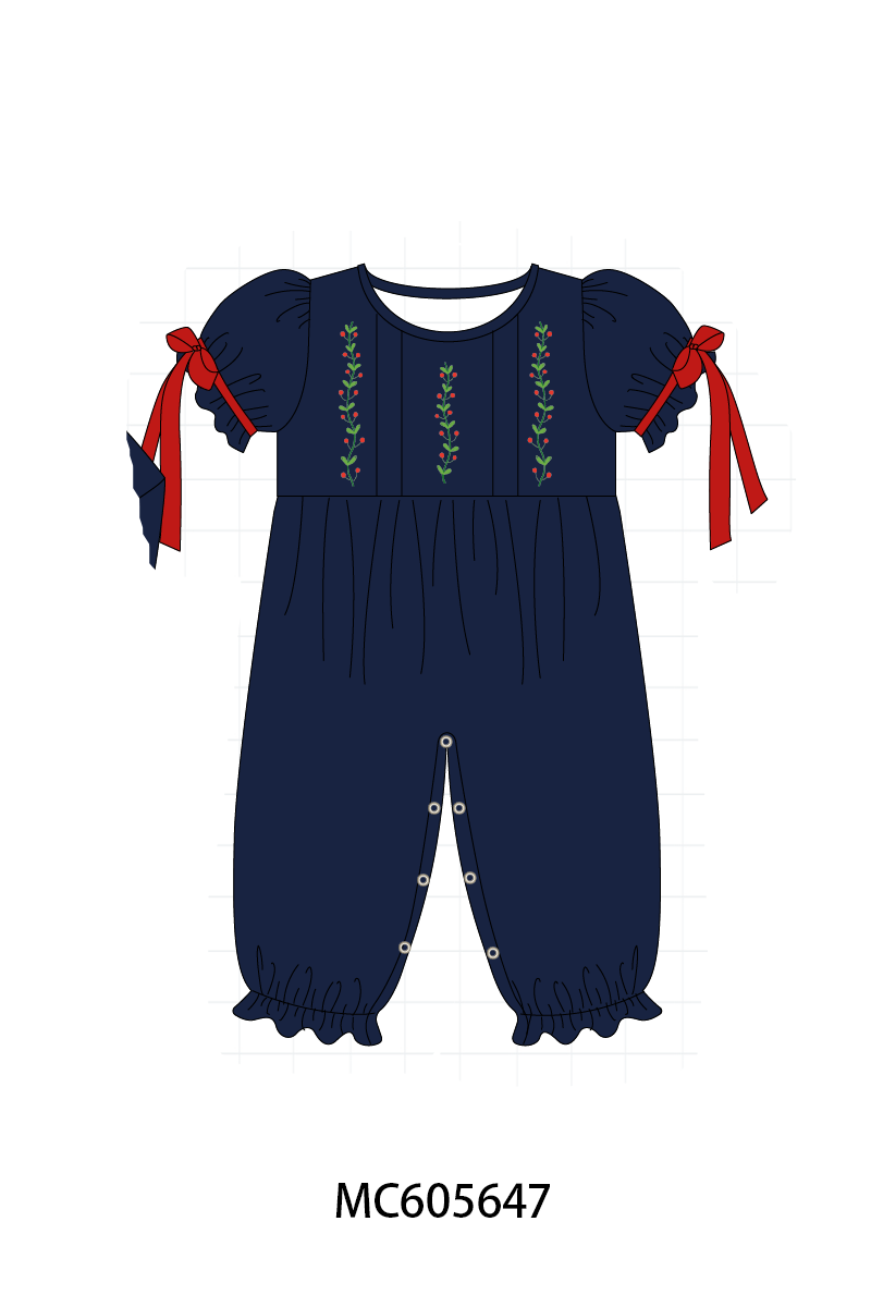 PO93 Navy holly embroidery collection - ETA mid-November to LC