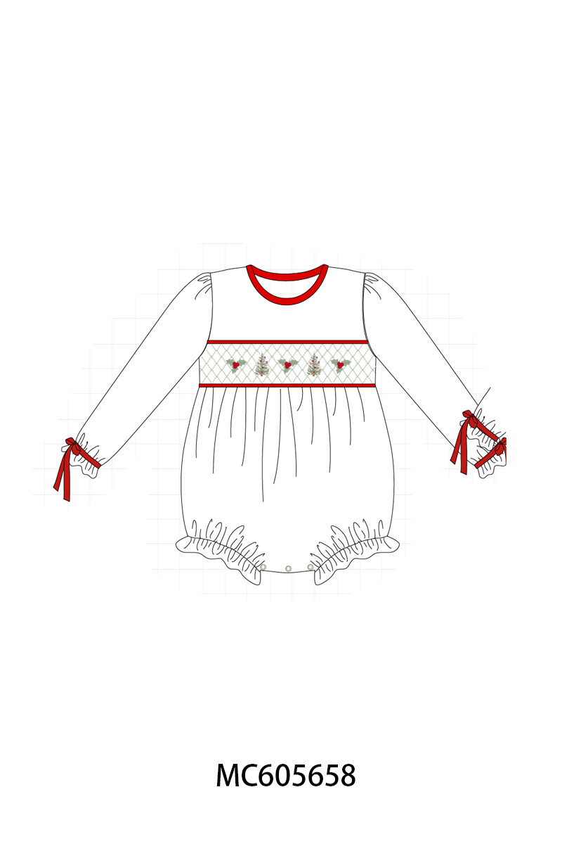 PO93 Red&sage christmas tree holly smocked collection - ETA mid-November to LC