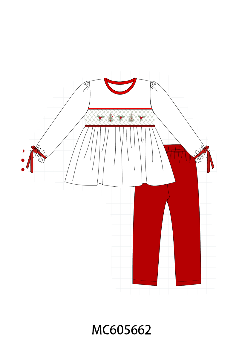 PO93 Red&sage christmas tree holly smocked collection - ETA mid-November to LC