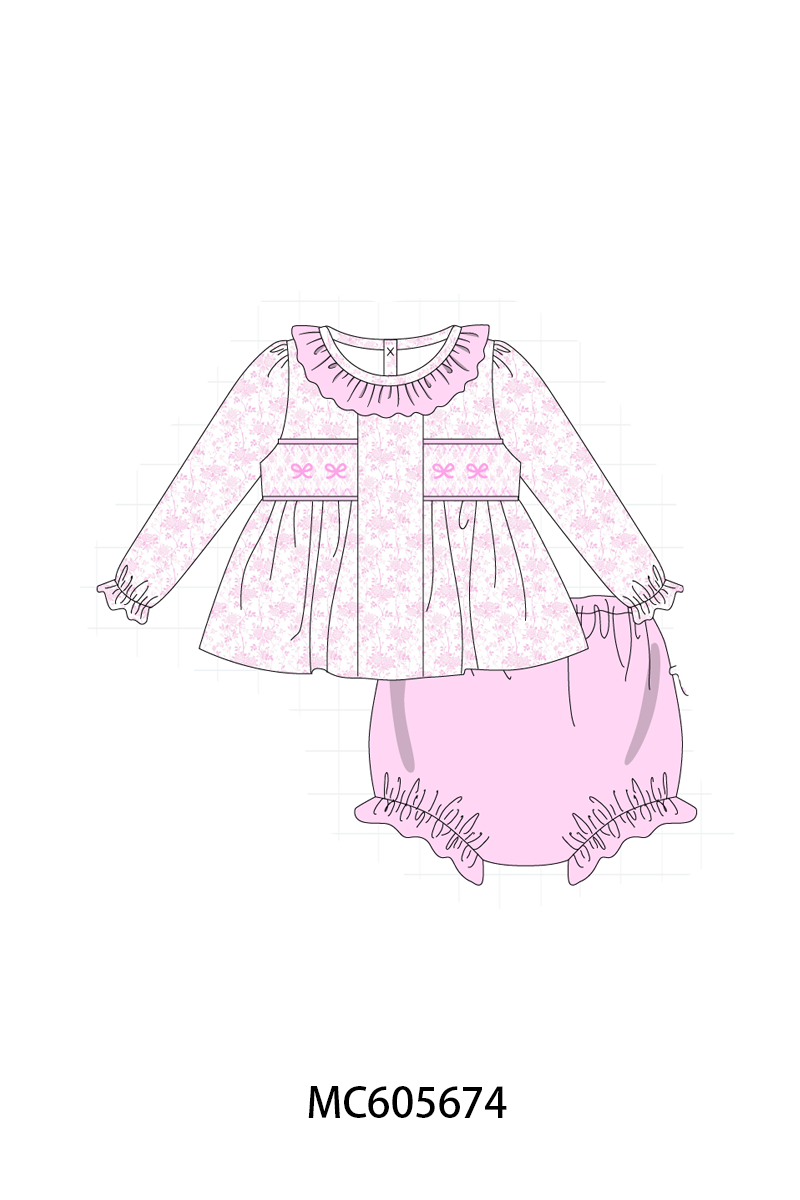 PO95 Pink bow smocked ruffle collection - ETA early December to LC
