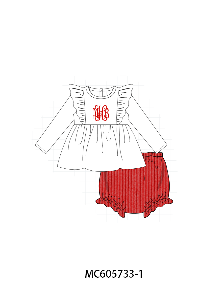 PO95 Red valentine's day corduroy monogram embroidery collection - ETA early December to LC