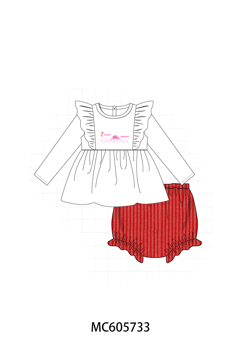 PO95 Red valentine's day corduroy train heart embroidery collection - ETA early December to LC