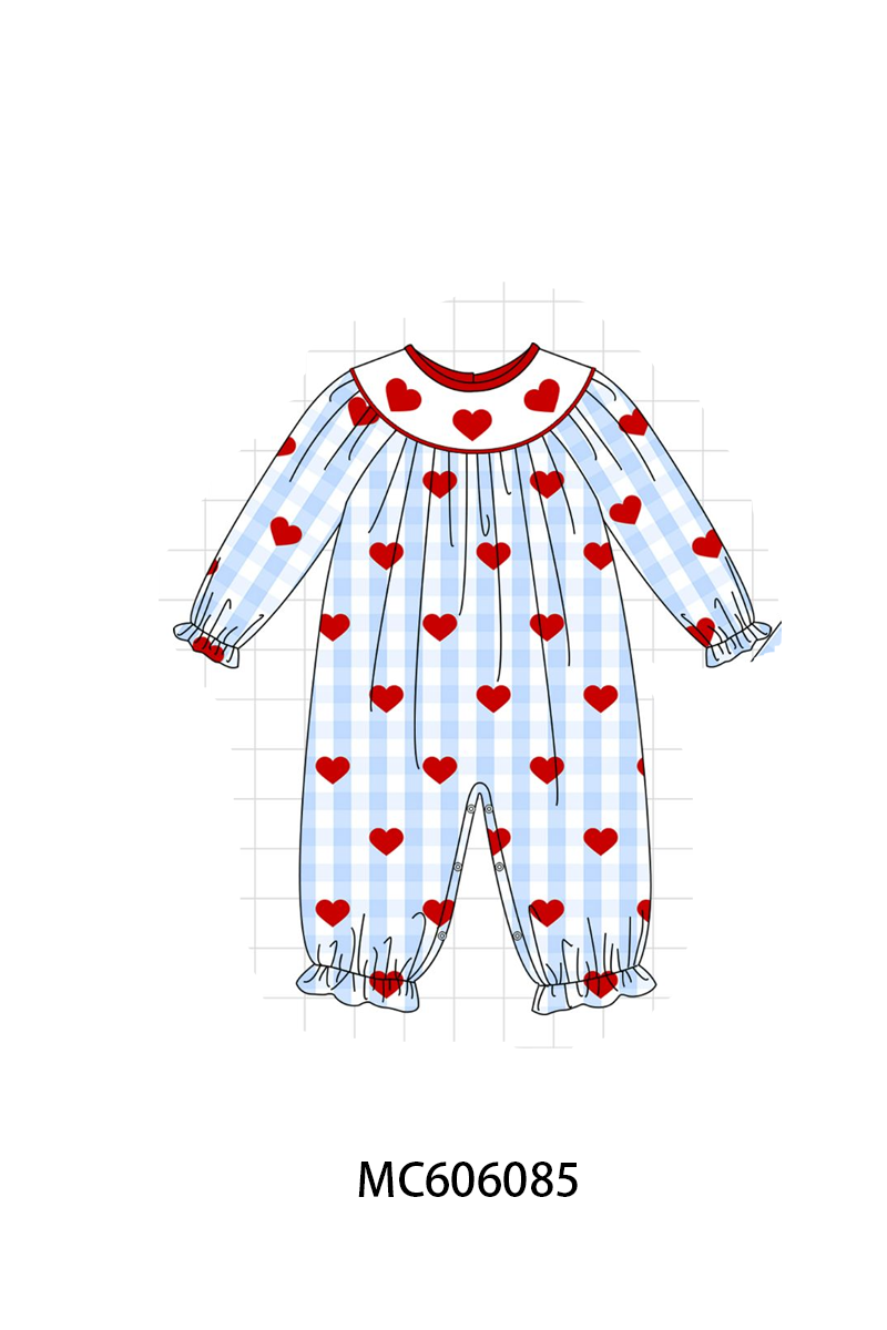 PO95 Blue heart embroidery gingham collection - ETA early December to LC