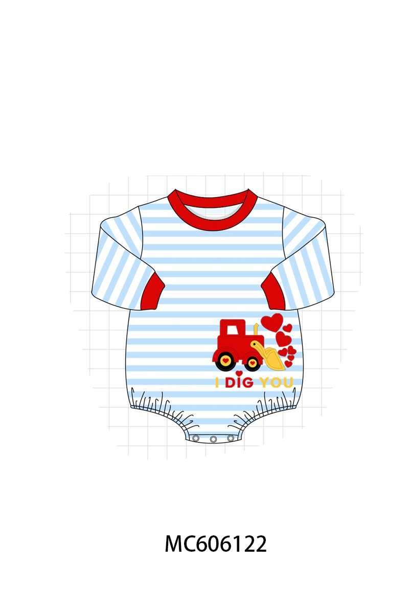 PO95 Blue stripe I dig you excavator applique collection - ETA early December to LC