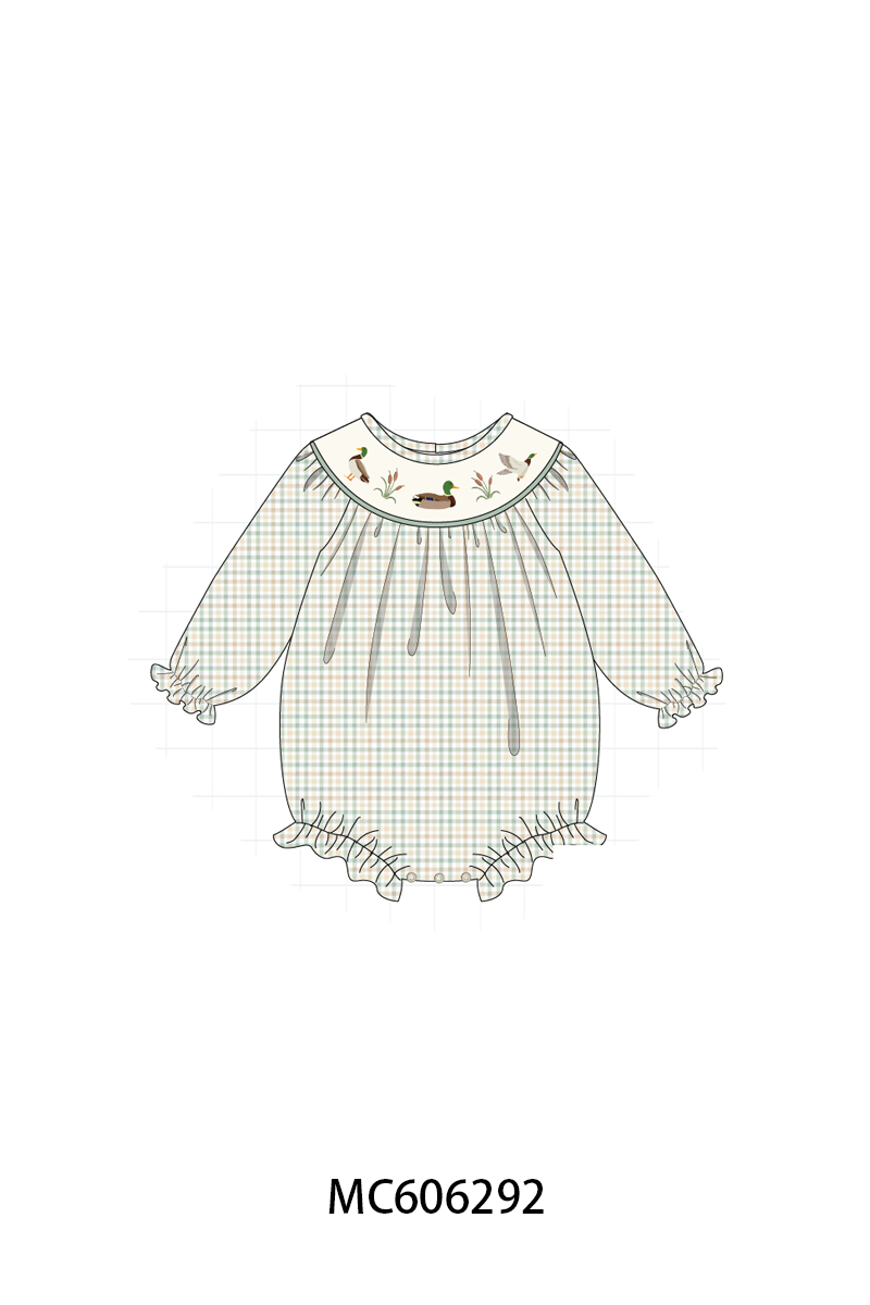 PO95 Sage duck embroidery plaid collection 1 - ETA early December to LC