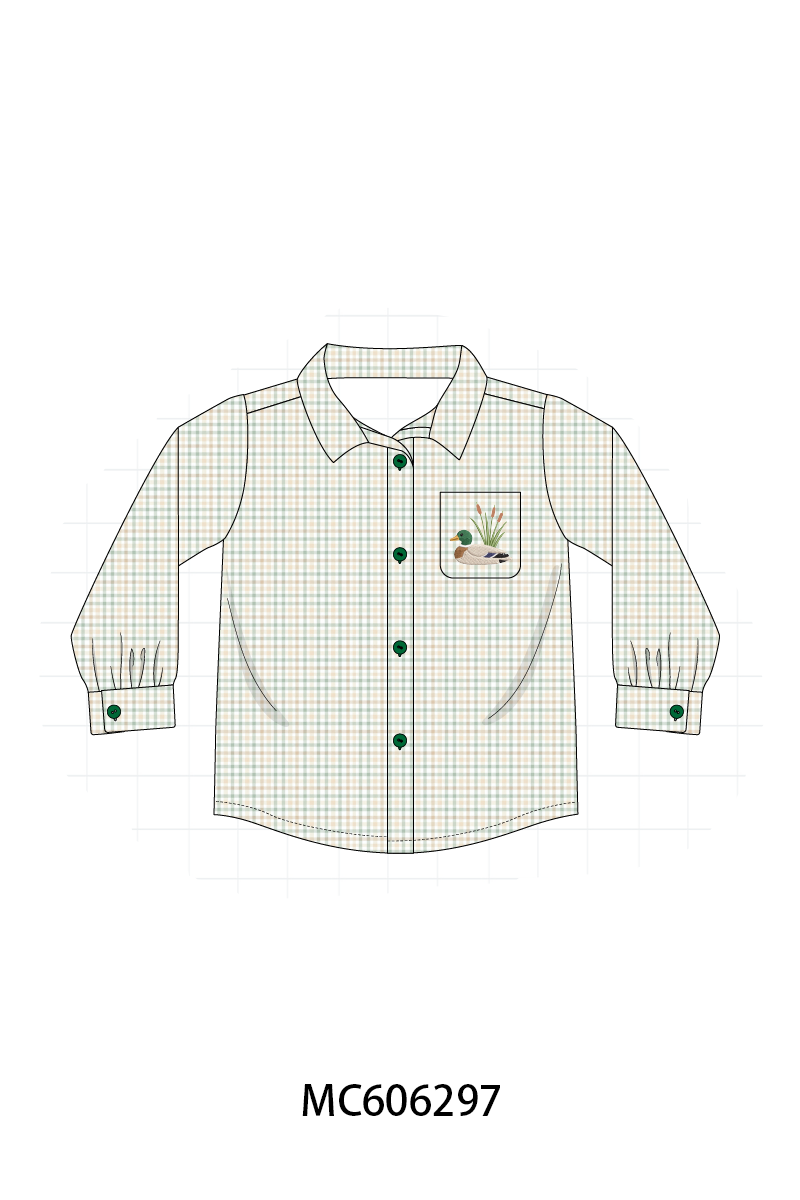 PO95 Sage duck embroidery plaid collection 2 - ETA early December to LC