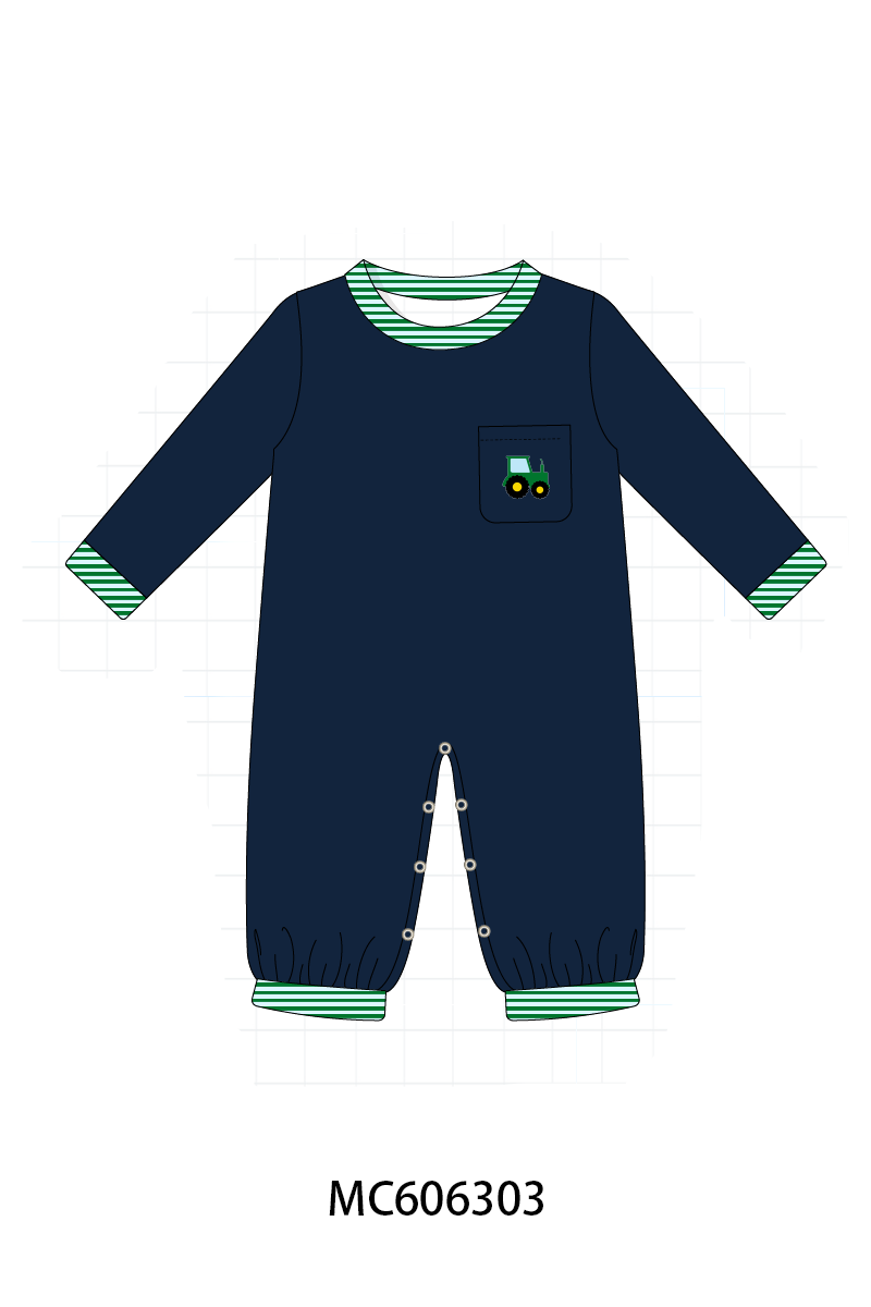 PO95 Navy tractor embroidery stripe collection - ETA early December to LC