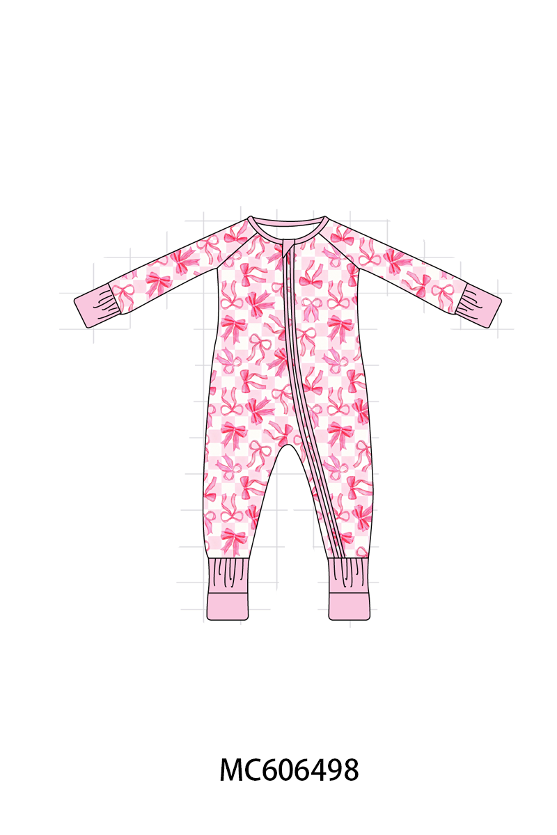 PO96 Pink bow checkered bamboo collection - ETA December to LC