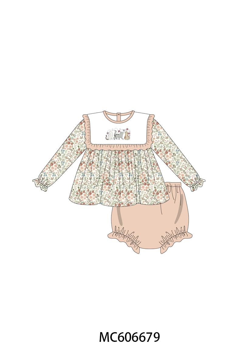 PO96 Kahki meow floral embroidery collection - ETA December to LC