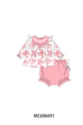 PO96 Pink heart embroidery bow collection - ETA December to LC