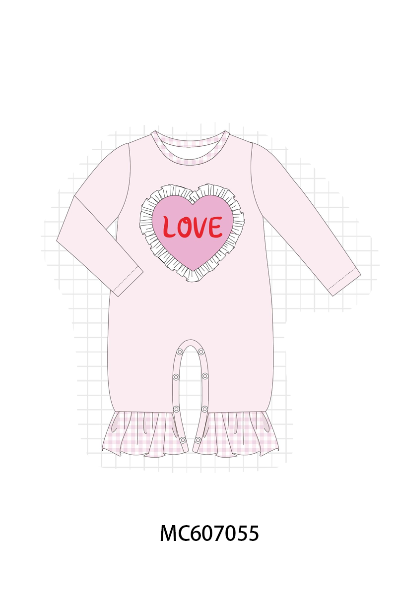 PO98 Pink love heart embroidery ruffle collection  - ETA January to LC