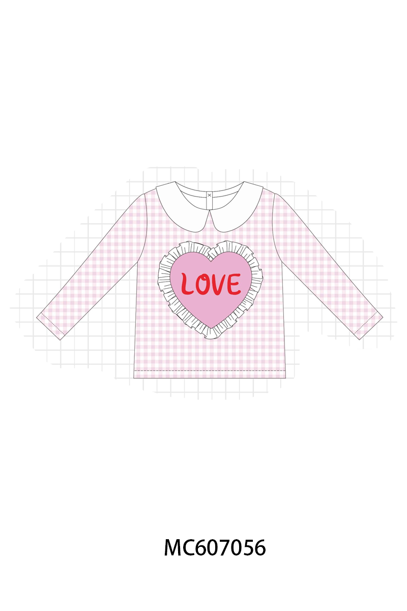 PO98 Pink love heart embroidery ruffle collection  - ETA January to LC