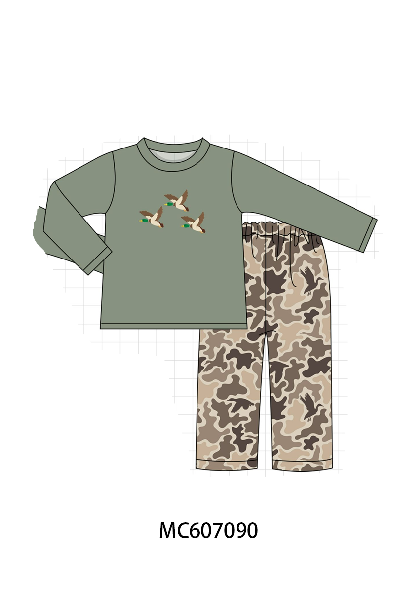 PO98 Grey green leopard duck embroidery collection  - ETA January to LC