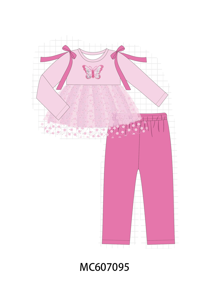 PO98 Pink butterfly sequin embroidery collection  - ETA January to LC