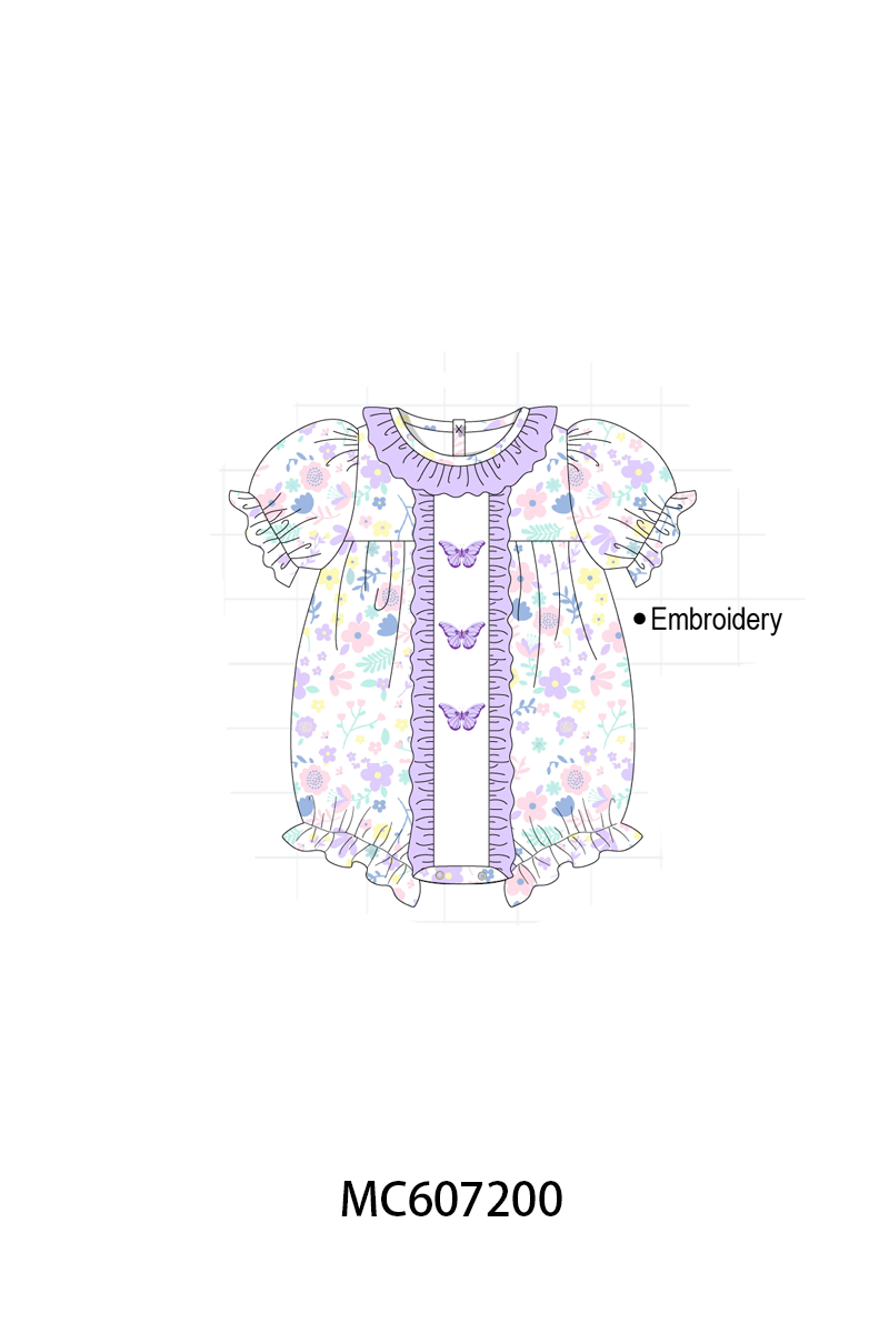 PO99 Purple butterfly embroidery floral collection