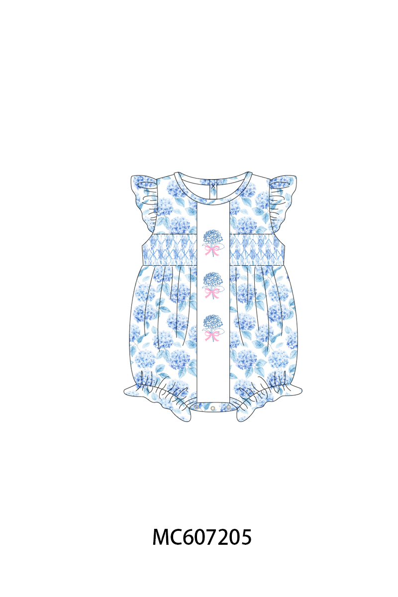 PO99 Blue hydrangea smocked collection