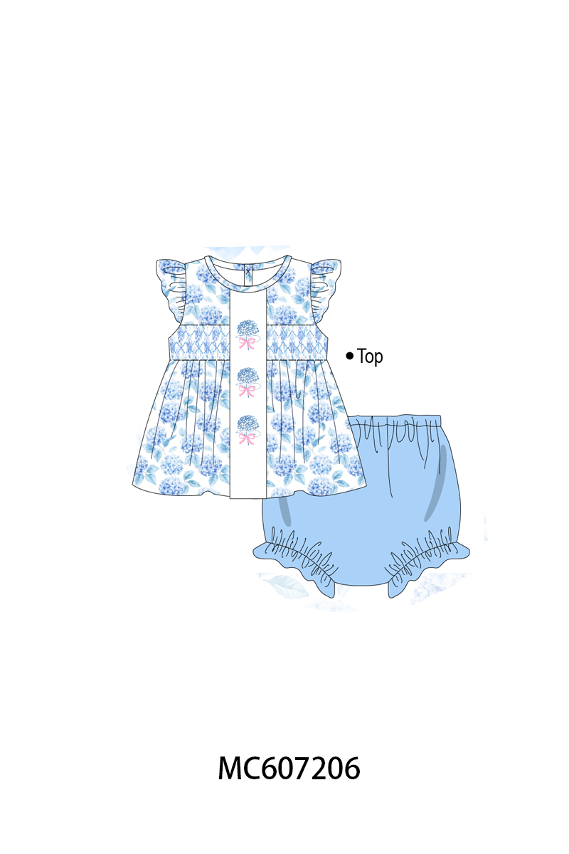 PO99 Blue hydrangea smocked collection
