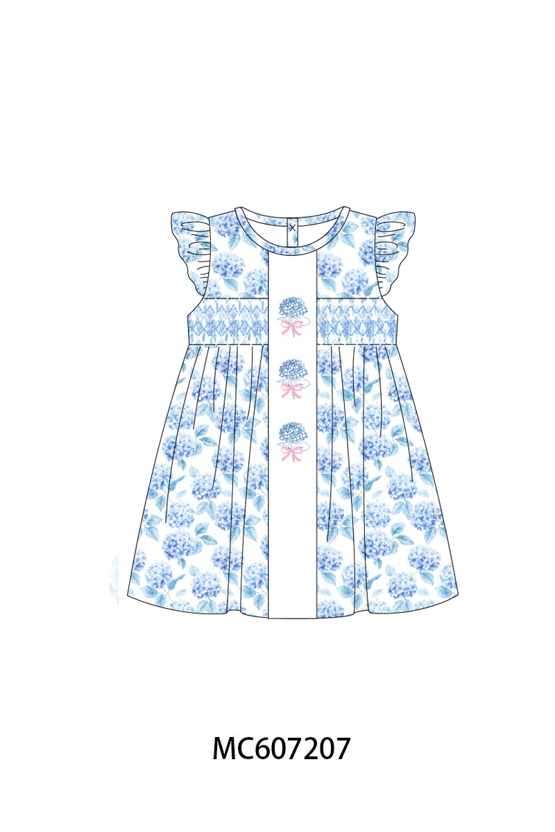 PO99 Blue hydrangea smocked collection