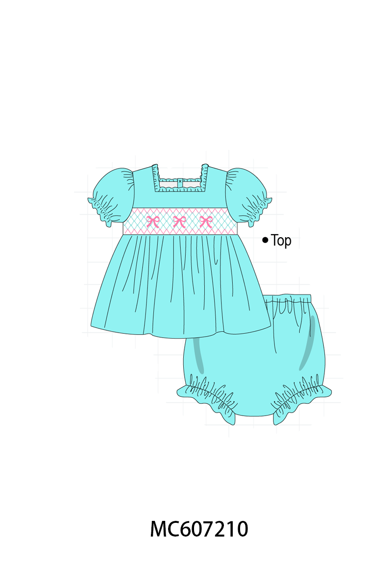PO99 Blue bow smocked collection