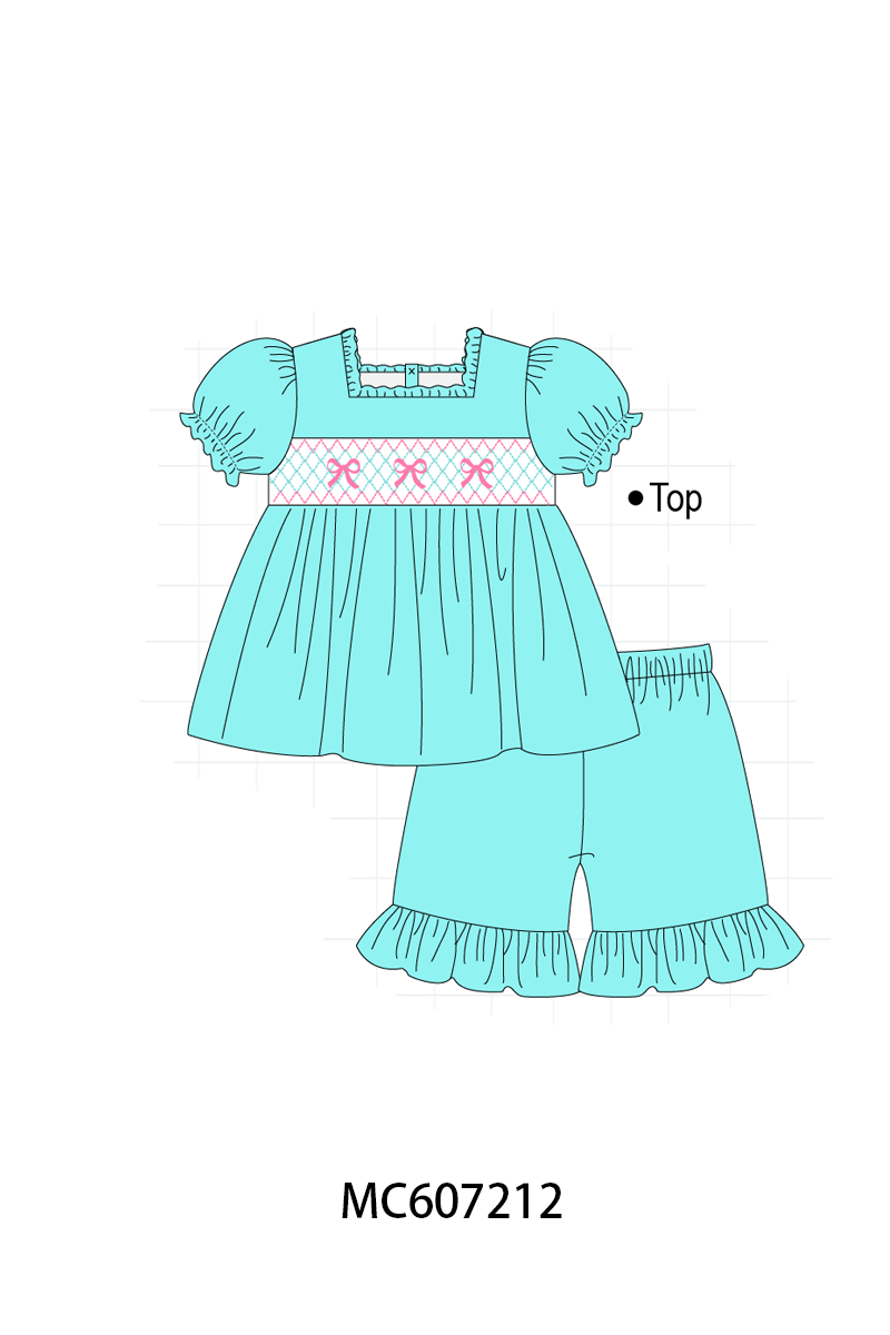 PO99 Blue bow smocked collection