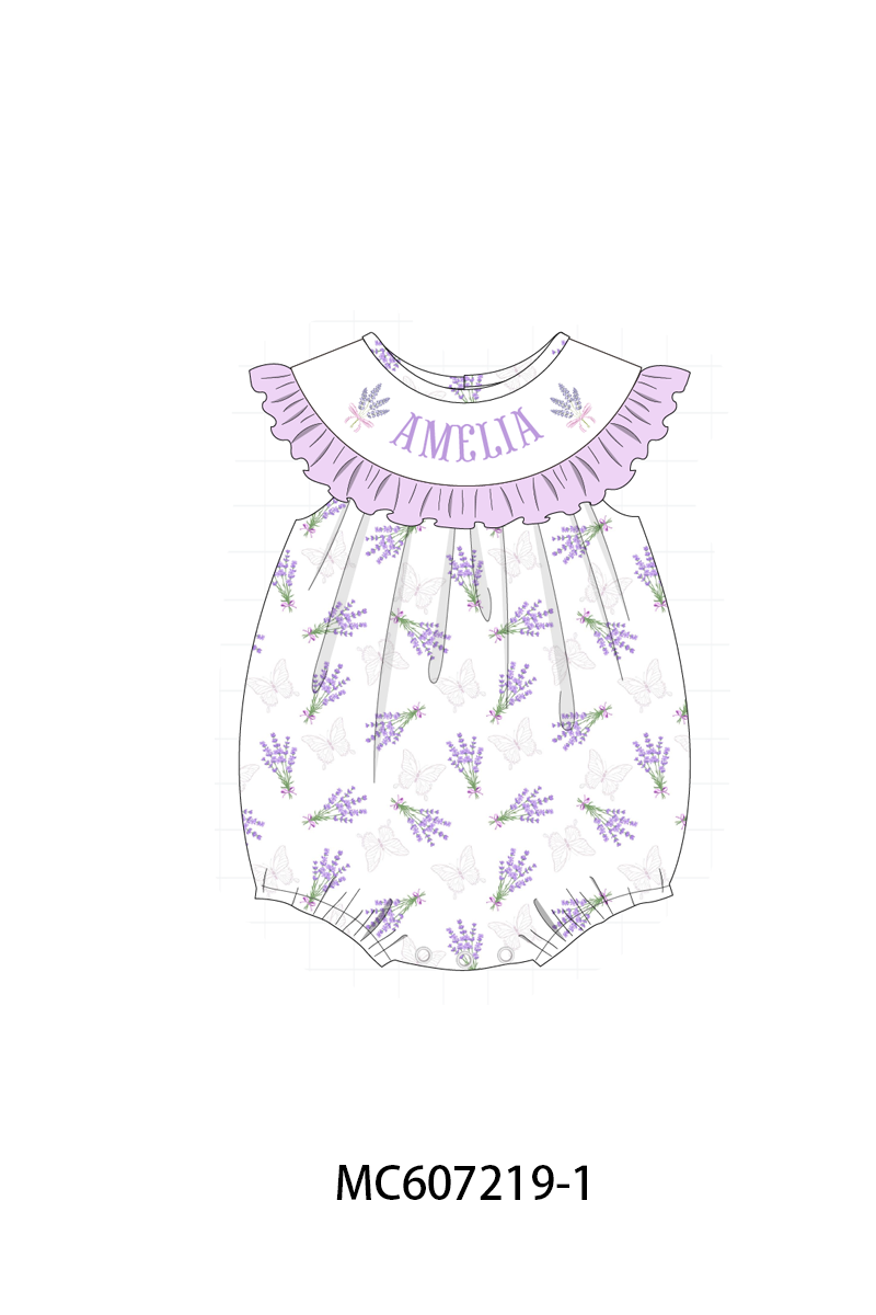 PO99 Lavender bow monogram embroidery ruffle collection