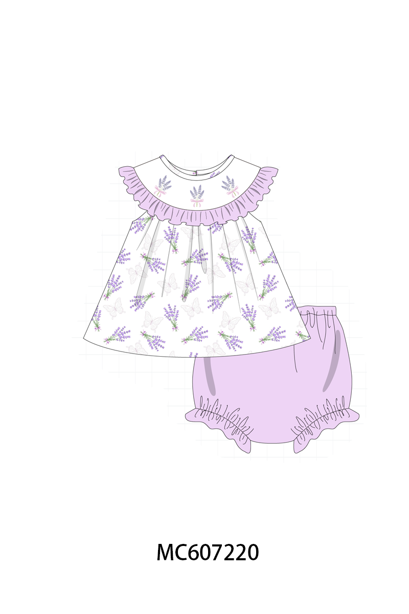 PO99 Lavender bow embroidery ruffle collection