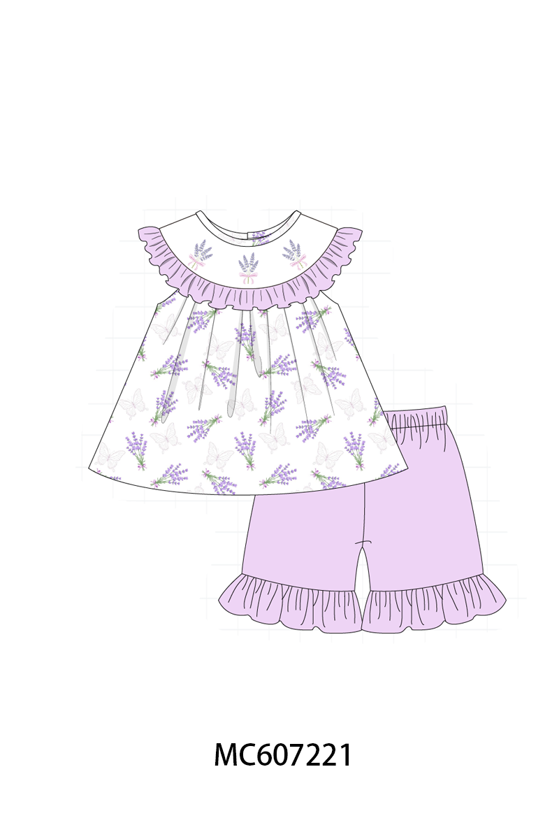 PO99 Lavender bow embroidery ruffle collection