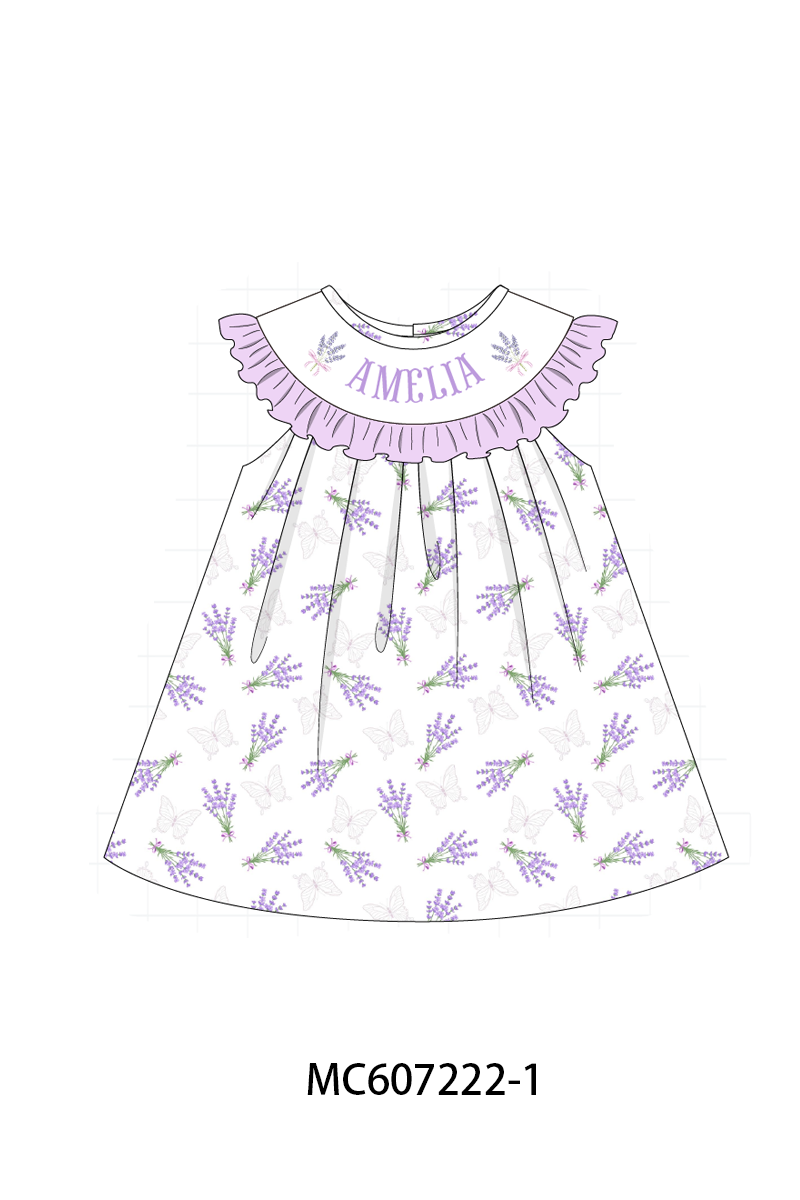 PO99 Lavender bow monogram embroidery ruffle collection
