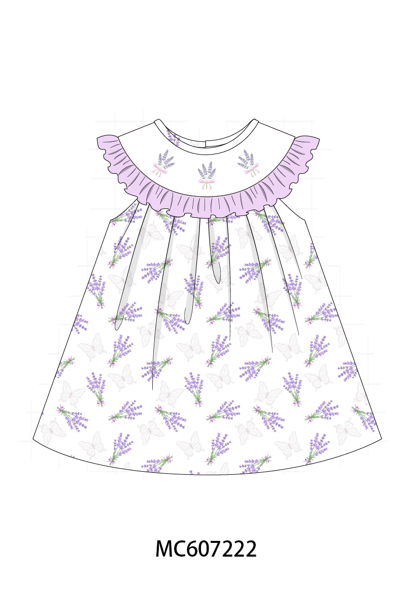 PO99 Lavender bow embroidery ruffle collection