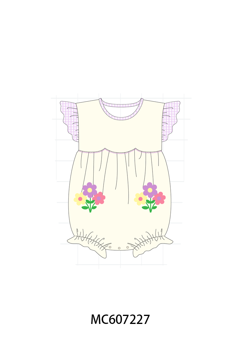 PO99 Cream floral embroidery ruffle collection