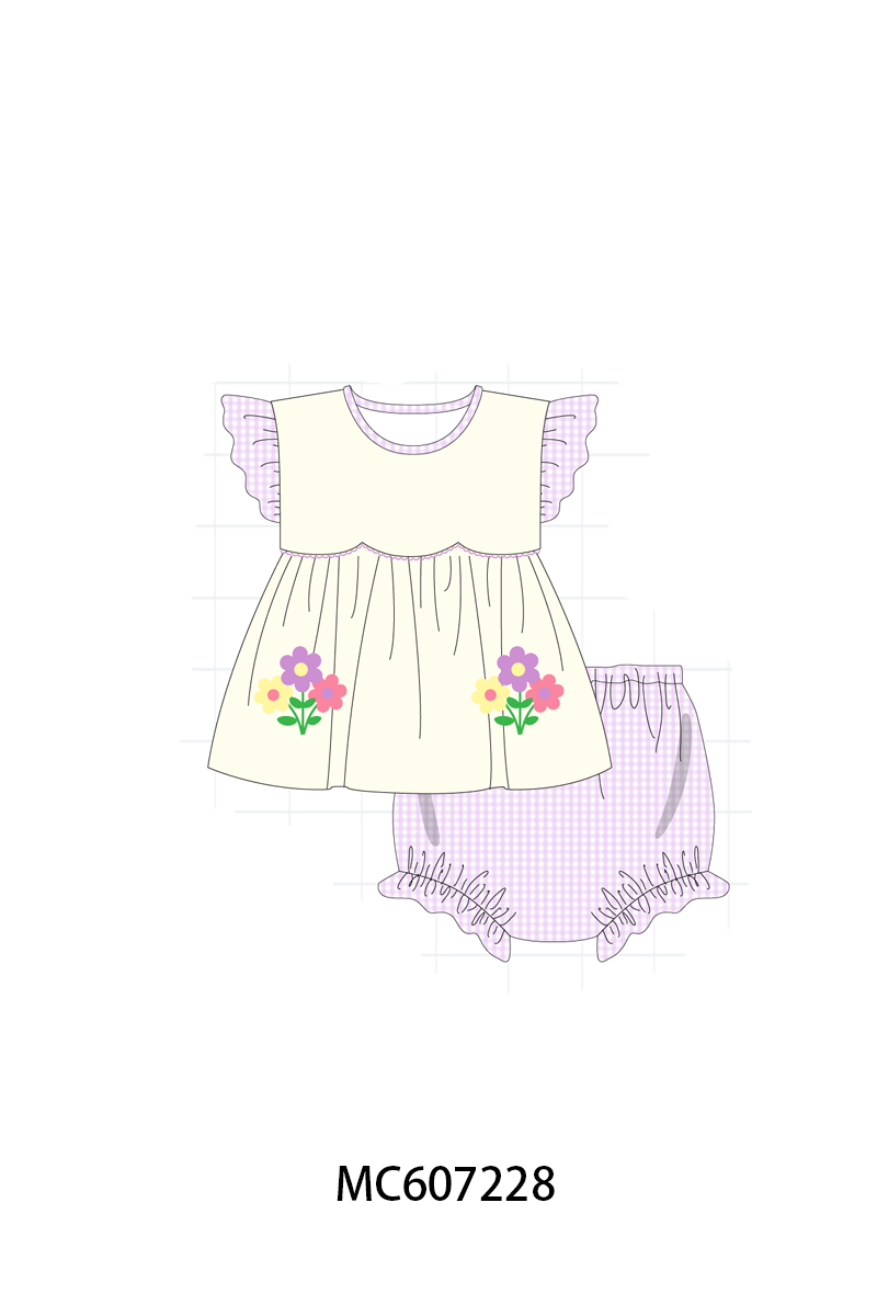 PO99 Cream floral embroidery ruffle collection