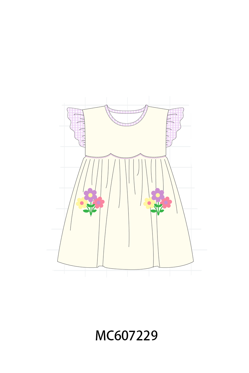 PO99 Cream floral embroidery ruffle collection