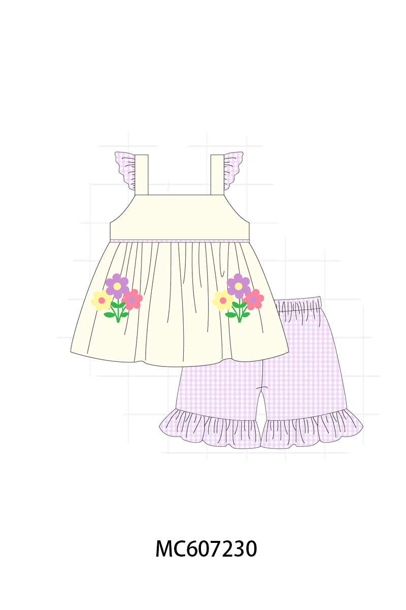PO99 Cream floral embroidery ruffle collection