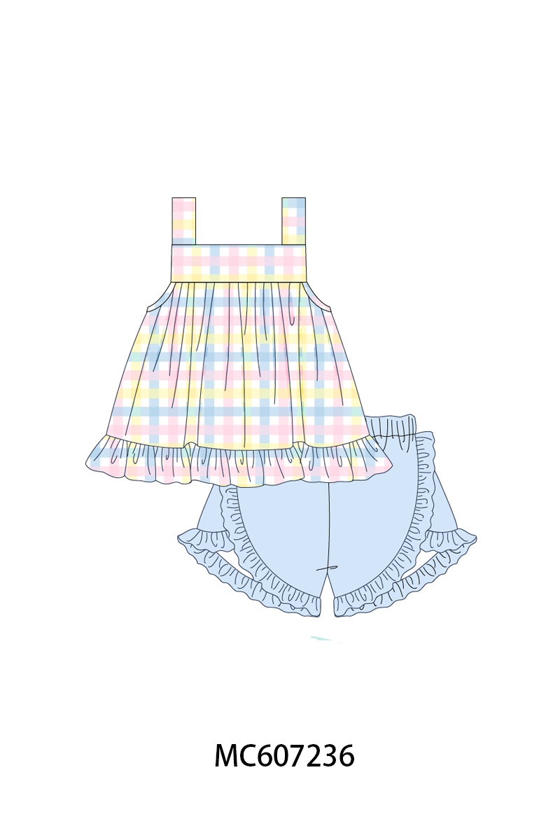 PO99 Blue gingham ruffle collection