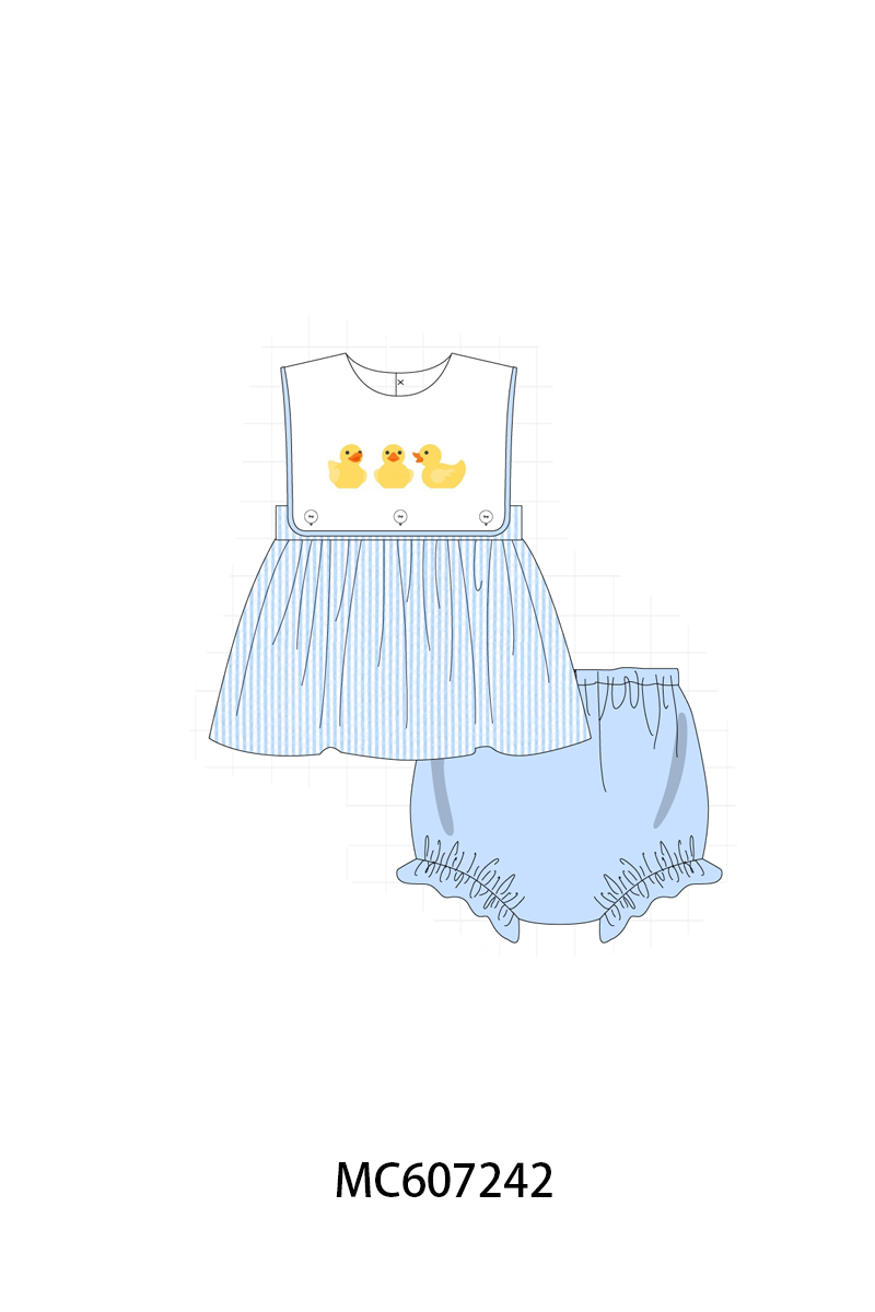 PO99 Blue duck embroidery seersucker collection