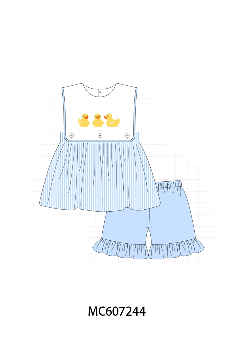 PO99 Blue duck embroidery seersucker collection