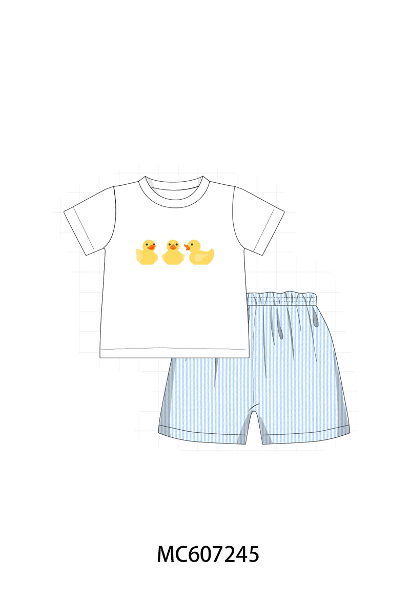 PO99 Blue duck embroidery seersucker collection