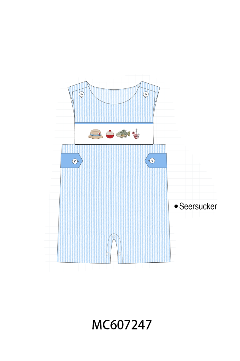 PO99 Blue fishing embroidery collection