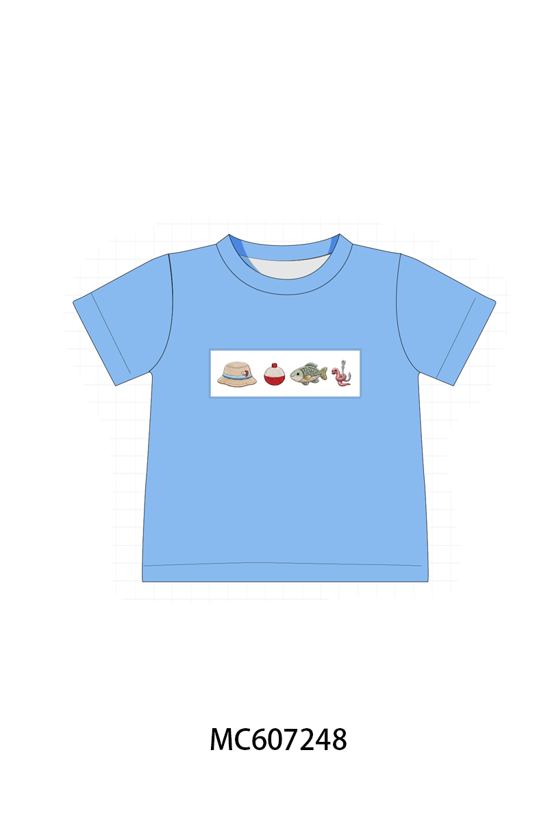 PO99 Blue fishing embroidery collection