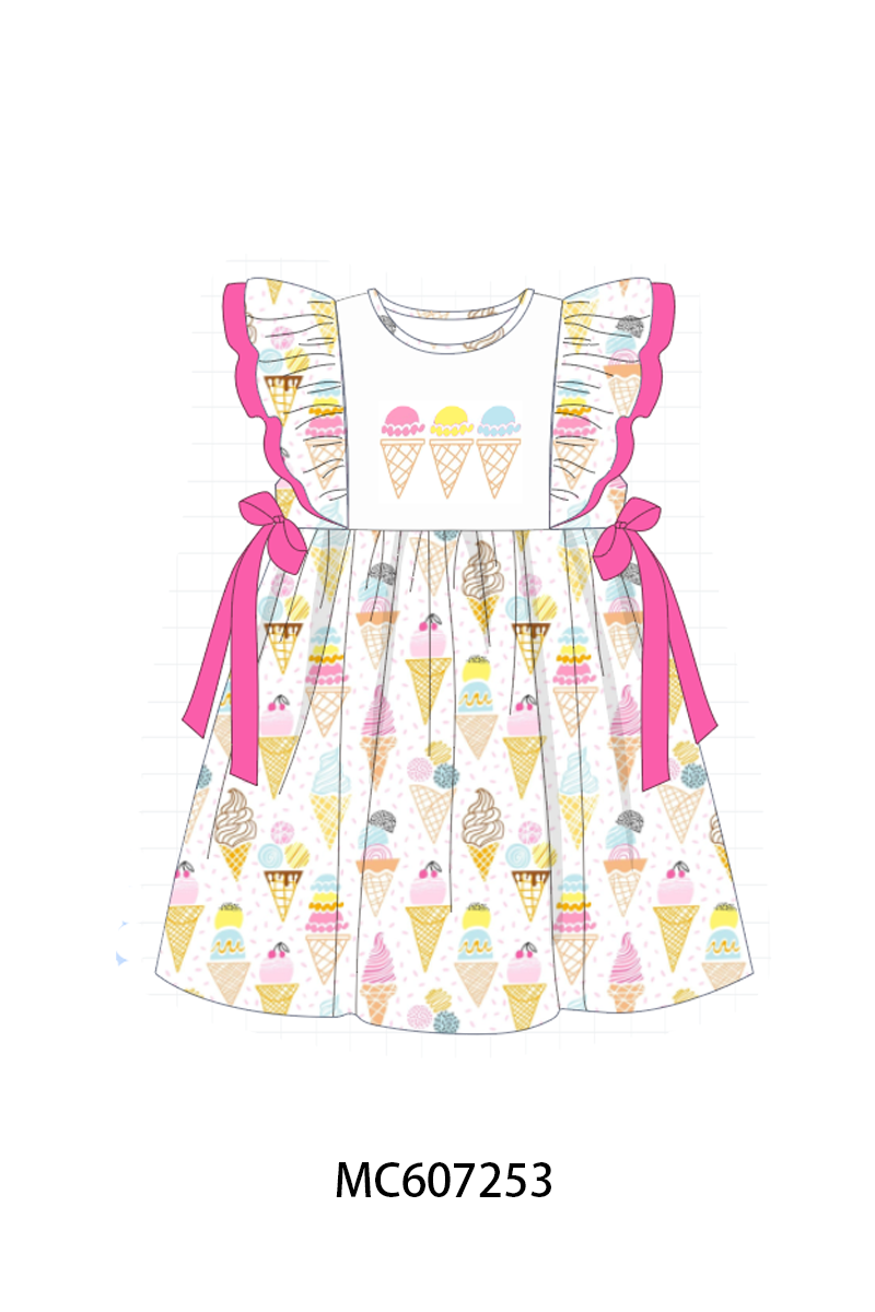 PO99 Floral ice cream embroidery ruffle collection
