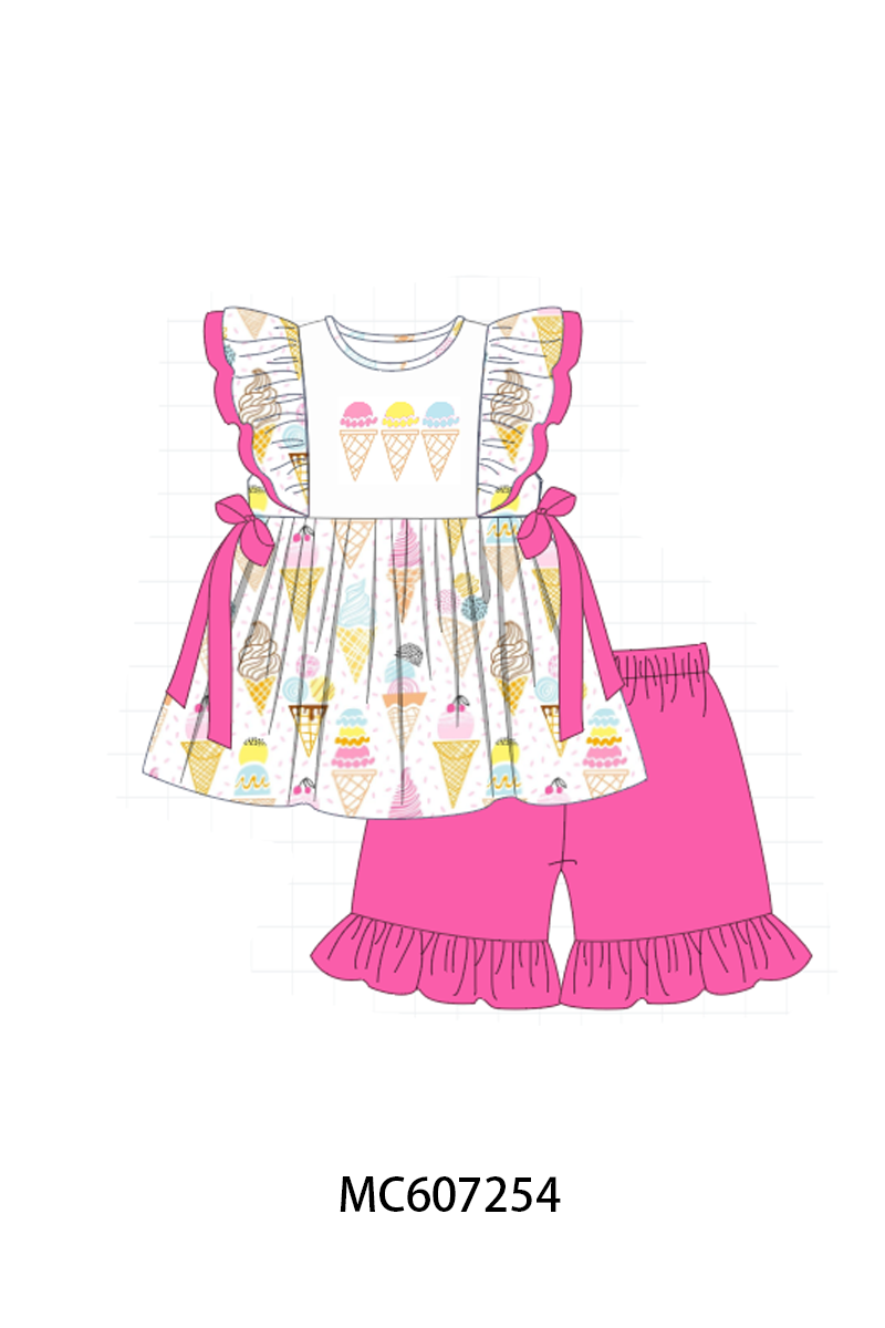 PO99 Floral ice cream embroidery ruffle collection