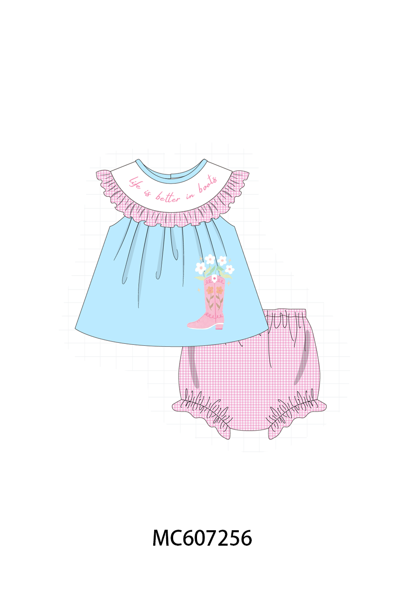 PO99 Blue life is better in boots embroidery collection