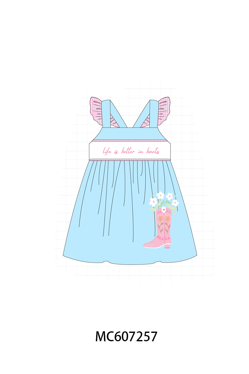 PO99 Blue life is better in boots embroidery collection