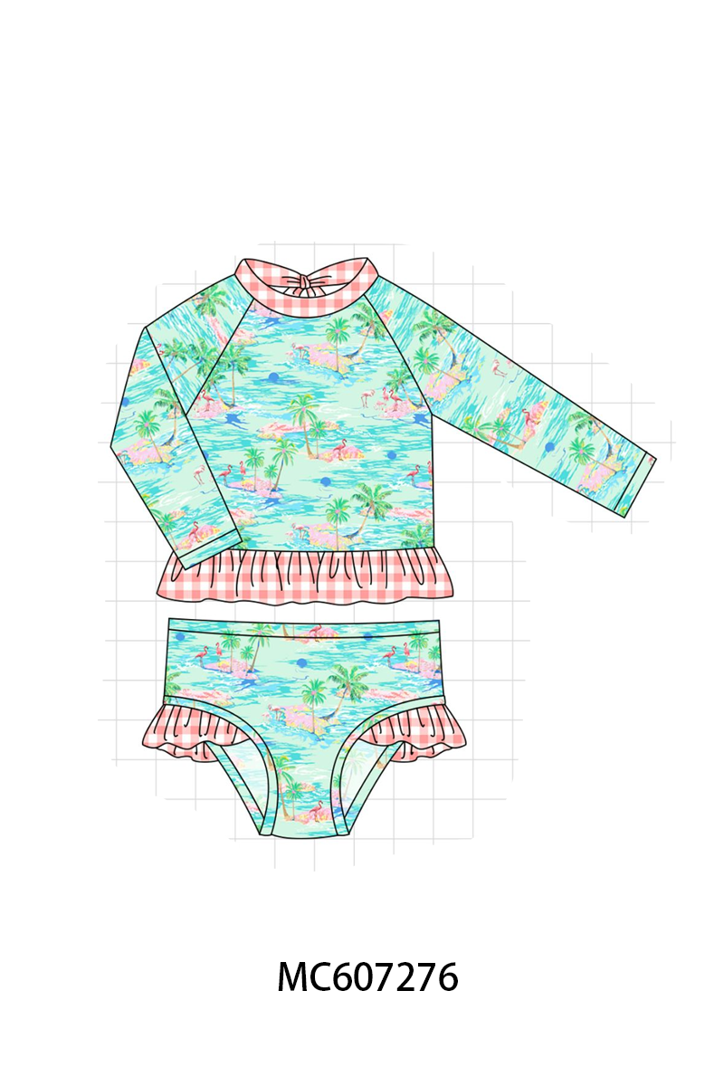 PO99 Green flamingo swimsuit collection