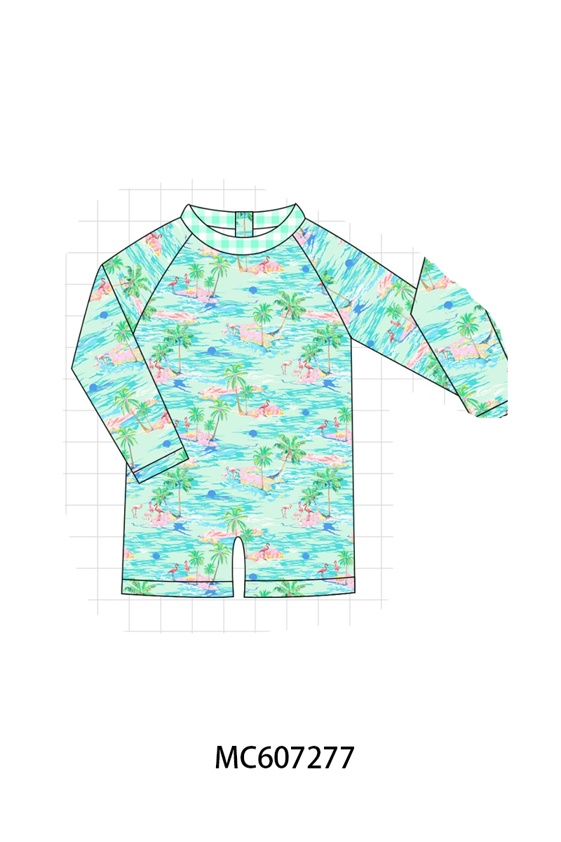 PO99 Green flamingo swimsuit collection