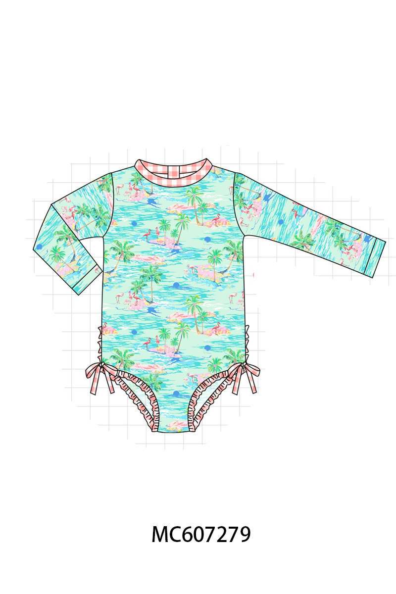 PO99 Green flamingo swimsuit collection
